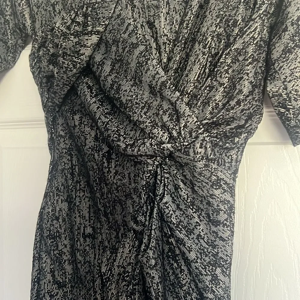 Reiss Knotted Gray/Black Dress - Cocktail Dress Size 2